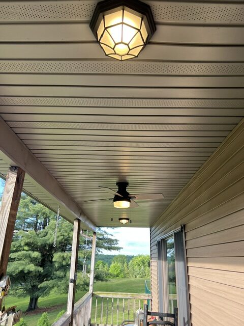 Outdoor electrical installation for a cabin near Raymondskill Falls.